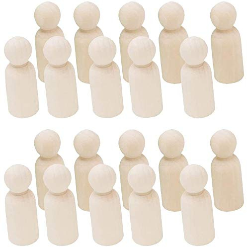 POFET 20pcs natürliche unbemalte weibliche männliche kleine hölzerne Peg Puppenkörper für DIY Kunsthandwerk Farbe geschnitzt - Junge 35mm