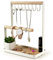 PAMANO Jewelry Stand Holder, 3-Tier Necklace Hanging Wooden Ring Organizer Earring Tray, 8 Hooks Storage Necklaces, Bracelets, Rings and Watches on Desk Tabletop