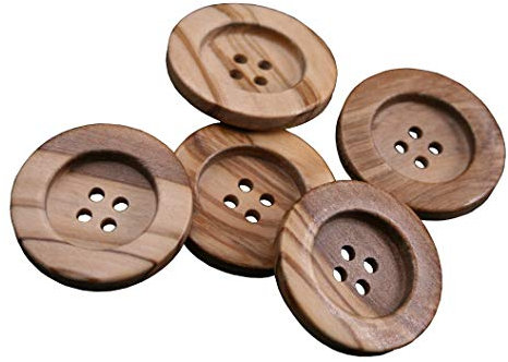 10 Stück hübsche Holz Knöpfe 4 Loch echt Olivenholz mit natürlicher Maserung Holzknopf (20mm)