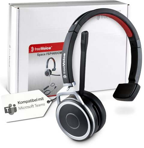 freeVoice Space Corded Mono NC I Kabelgebundene Kopfhörer mit Noise-Cancelling Mikrofon I Bluetooth Headset mit USB-A Dongle I Leichte & Bequeme Earphones I Over-Ear Headset mit In-Line Controller