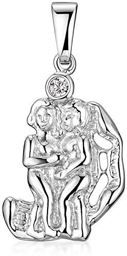 MATERIA Damen Kettenanhänger Sternzeichen aus 925 Sterling Silber rhodiniert mit Zirkonia Stein