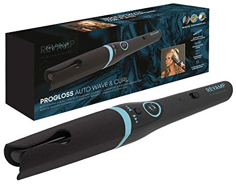 REVAMP Progloss Auto Wave & Curl - Automatischer Lockenstab für große oder kleine Locken mit Ionen-Technologie, Abschaltautomatik, Temperaturregelung und mit Progloss Ölen angereichert, schwarz