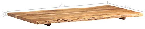 Tidyard Tischplatte Massivholz Akazie 100 x 60 x 2,5 cm