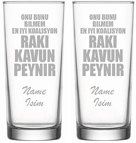 Raki Gläser mit Gravur Glas Raki Bardagi Bardak Rakigläser Kavun mit Name Isim isimli