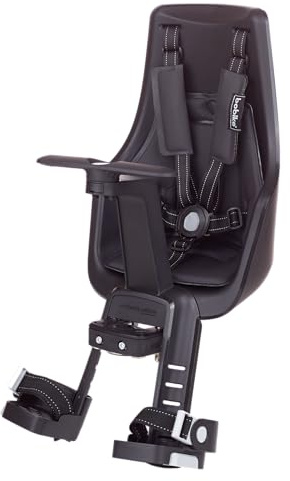BOBIKE 8011000021 - Silla Portabebé Bicicleta Delantera Exclusive Mini Plus Anclaje en Cuadro – Segura y Elegante para niños de 9 Meses a 3 años, hasta 15 kg, Negro Urbano