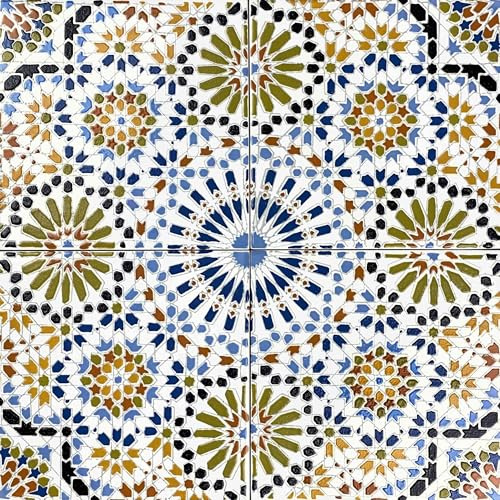 Cerames marocains carreaux céramiques Kenza - Mosaique céramiques marocaine pour salle de bain, cuisine, sous la douche | Céramiques carreaux marocains colorée en de style oriental 20x20 cm