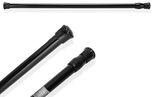 Tissting Barra para Cortina de Ducha Extensible, Barra Ajustable de Acero Alto Carbono Negro Multifuncional sin Taladro (40-70cm) para Baño, Ropero, Armario y Cocina