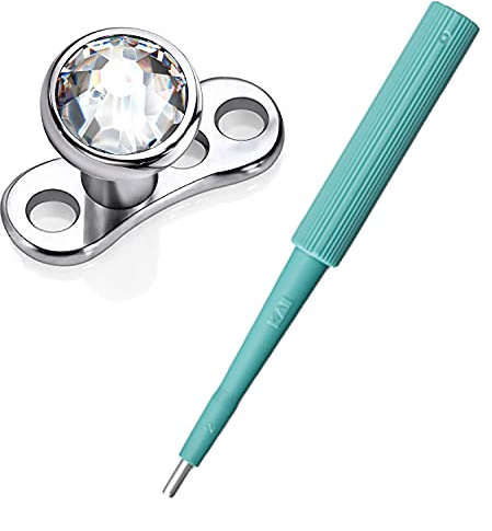 WARRIOR Dermal Anchor Titanium G23 Sterile and Scalpel Biopsie Skin Curette Kai Medical Punch Disposable Perforating Professional Piercing Tool Kit (Diameter 1.5 mm, 1 Pièce + 1 Dermal)