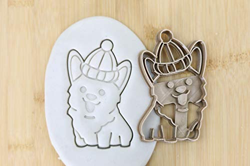 Cookie Cutter Fondant Keksstempel/Ausstechform Keksausstecher Corgi mit Mütze ca. 8cm