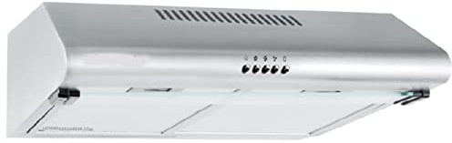 Campana Standard inox. 2 filtri in alluminio staccabili. 2 motori da 80 W. 3 livelli di potenza. Larghezza: 60 cm.