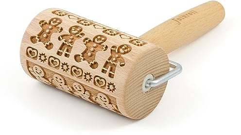 Folkroll Teigrolle Lebkuchenmann, Mini, 9.5 cm, Nudelholz, Prägerolle, Muster, Motiv, Rolle, Buchenholz, 332856