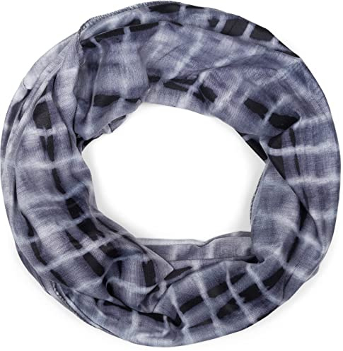 styleBREAKER Sciarpa Unisex Loop con stampa del modello Batik Stripe, Gradiente leggero di sciarpa tubolare, scialle 01016213, colore:Nero-Grigio