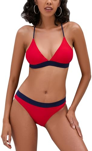 iSLASISIA Damen Bikini Set, Triangel, breites Unterbrustband, Bademode, Badeanzug