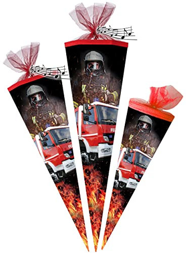 alles-meine.de GmbH mit Geräusch & Sound Modul ! Schultüte - Feuerwehr & Feuerwehrmann 70-85 cm Größe wählbar Zubehör - passende kleine Deko Schultüten - Zuckertüte - T..