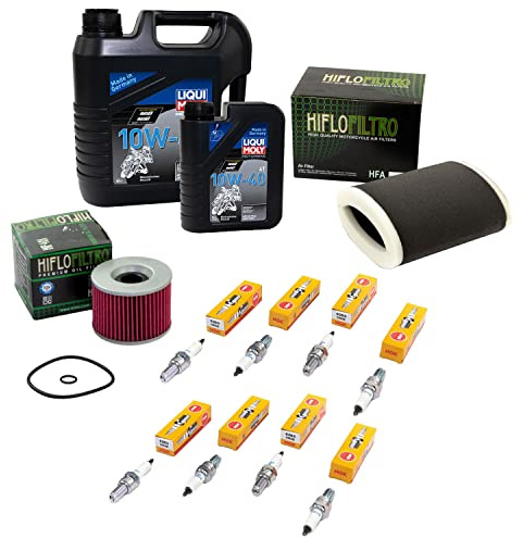 Wartungspaket Öl 5L + Luftfilter + Ölfilter + Zündkerzen für Kawasa ki ZR 1100 ZR1100 Zephyr ZRT10A ZRT10B Baujahr 1992-1997