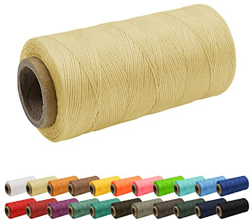 Uiopa 1mm x 260m Wachsfaden, 150D Flache Sattlergarn Ledergarn Gewachst, Leder Nähen Faden Gewachste Schnur für Nähprojekte, Buchbinderei, Schuhreparatur, Schmuck