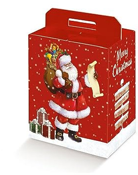 Generico 3X Arriva Babbo Natale 28x20x35 cm Scatola Cesto Natalizio con Maniglia