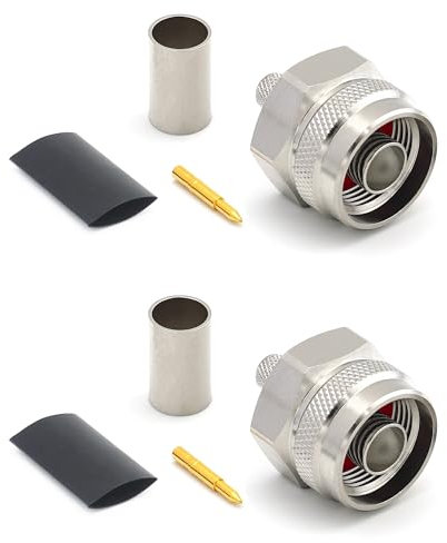 RANGEFUL N Stecker LMR240 LMR-240 RG59U RG8X RG-8X N Typ Sechskantstecker HF-Koaxialkabelstecker vernickelt mit vergoldetem Stift (2er Pack)
