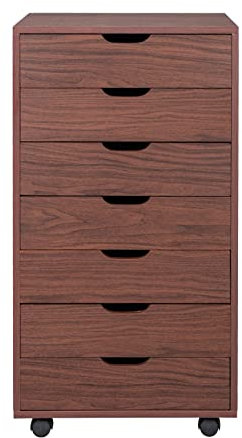 BODHIS Classeur en Bois classeur tiroirs MDF Noyer foncé Couleur Gris Blanc pour Meubles de Bureau à Domicile classeur Armoire de Bureau (7)