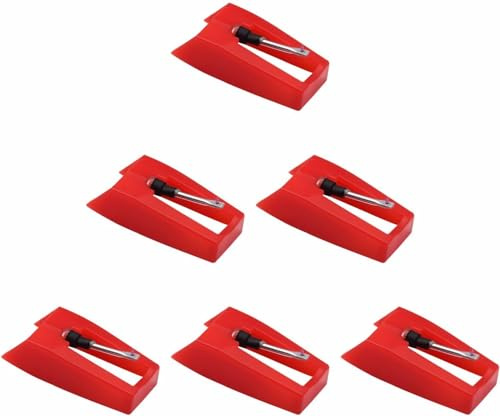 6 stycken diamantstylus skivspelarnålar, universell ersättning för skivspelare, nål för skivspelare, LP, fonograf, kompatibel med Ion, Jensen, Crosley, Victrola, Sylvania med mera