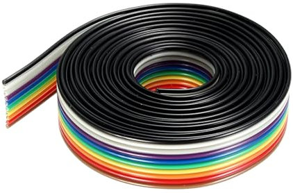 DMiotech 1 Pack 10 Pins IDC Flachband-Regenbogenkabel 200cm 1,27mm Pitch Breadboard Jumper Drähte für elektronische Projekte