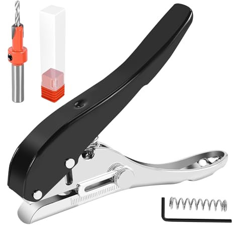 IMCCZONY 2 Piezas de Alicates para Herramientas de CarpinteríA, Juego de Perforadores de Tarjetas, Cubierta de Tornillo de Papel con Taladro Avellanado, PosicióN Ajustable de 3,2Mm