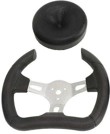 XTevu 280mm Steering Wheel Black D Shaped Racing Steering Wheel 3 Spokes Universal Interior Vehicle Steering Wheel for Go Karts ATVs UTVs DIY Modifications