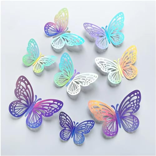 JJiaoLinin 3D Schmetterlinge Wandaufkleber,60 Stück Schmetterlinge Deko Schmetterling Wanddeko Aufkleber Abnehmbare Schmetterling Wandtattoos für DIY Party Büro Zuhause und Raum Dekoration