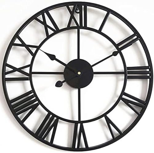 Grande Horloge Murale de Jardin Classique Vintage 80 cm, Horloge Murale de Jardin extérieure, Chiffres Romains, Horloge de Jardin en Fer forgé, Horloge extérieure étanche, Horloge en métal à