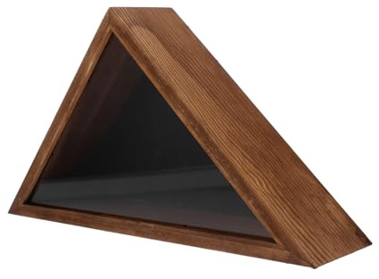 KICHOUSE Holz Flaggenvitrine Dreieckiger Holzbehälter mit Schutzabdeckung für Wanddekoration im Landhausstil