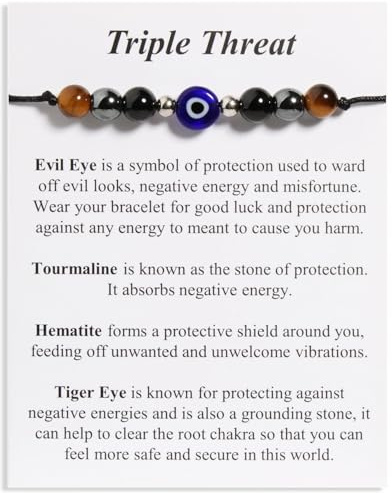 QqzsJewls Triple Protection Bracelet Blocking Negative Energy Black Tourmaline and Obsidian Bracelet for Women Men Gift for Him