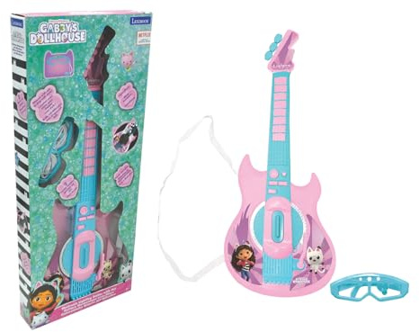 Lexibook, Gabby's Dollhouse, elektronische Gitarre, K260GDH | Mikrofon und Brille inklusive, 2 Spielmodi, Demo-Songs, Lichteffekte