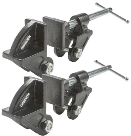 OMNIVOR - Lot de 2 Têtes de Dormant avec Mâchoires 40 x 45 mm, Support Épaisseur 27 mm, Trou D.10 mm, Accessoire de Serrage pour Travail du Bois