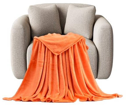 STGAO Coperta Plaid Pile 100 x 110 cm Caldo Morbida Coperta in Pile 100% Cotone - per Divano, Letto, Viaggi, Arancione