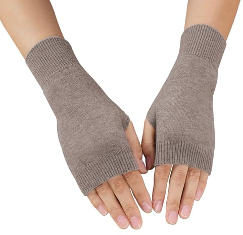 AWAVM Gants demi-doigts, gants en cachemire sans doigts, gants thermiques d'hiver pour femmes, gants confortables pour le poignet, gants pour cadeaux de Noël, taille unique