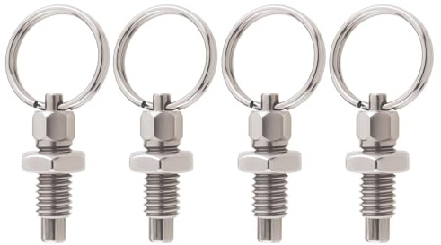 EMSea 4 Pezzi Pistone A Molla Con Anello Di Trazione M6 Perno A Sgancio Rapido Acciaio Inossidabile Tipo Non Bloccante Pistone A Molla Retrattile Manuale Tozzo Per Attrezzature Industriali