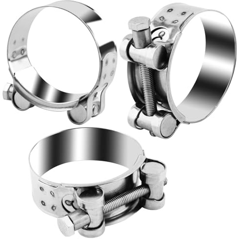 3Pcs Abrazaderas de Manguera con Perno en T Ajustable, 52-55mm Clips de Manguera de Escape de Acero Inoxidable, Abrazadera de Admisión de Un Solo Perno para Tubería de Ventilación | Juego de 4 abrazaderas de manguera, abrazaderas de sujeción, abrazaderas de escape, acero inoxidable 304