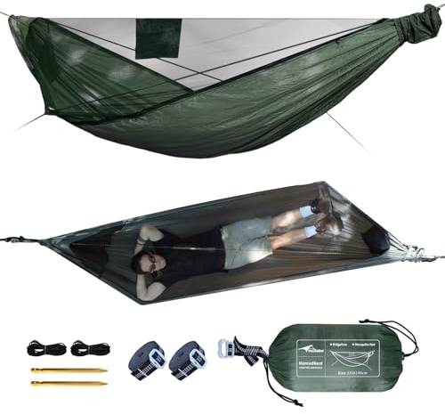 Travel Bird NomadNest 11ft Camping Hängematte mit Moskitonetz und Ridge Rope, Abnehmbare Full-Open Mesh, Leichte Tragbare Hängematten für Camping Wandern Backpacking