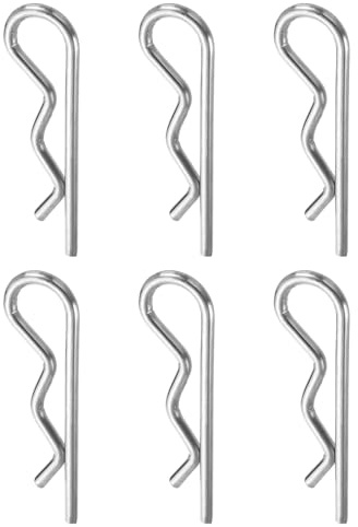 QUARKZMAN 6Pcs Pasador Enganche, 5mm x 100mm Clips R 304 Acero Inox Pasador Retención Horquilla Clavija Chaveta Kit Variedad Clips Cortacéspedes Carros Camión Pasador Enganche, Plateado