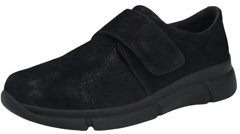 Berkemann Lorantine – Calzado cómodo con Alto Porcentaje elástico y Cierre de Velcro extraancho, Medio Zapato con Plantilla Intercambiable Adecuada para Plantillas, Negro, 39.5 EU