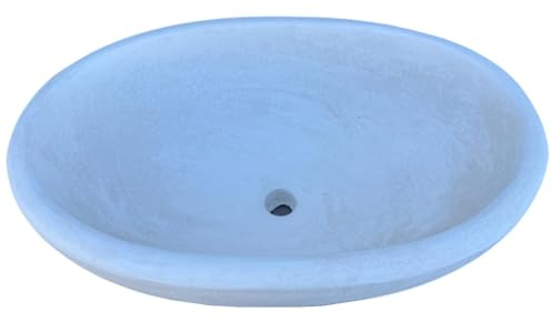 FORTUNATO Pilozza Lavabo Ovale Da Appoggio Cemento Calcestruzzo L.60xP.40xH.20 cm Bianca Serie Ostuni Elegante Moderna