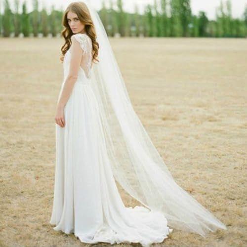 LXHZSY Braut Schleier Lange Tüll Brautschleier eine Schicht mit Kamm Brautschleier for Braut Hochzeit Zubehör(Ivory,200cm)