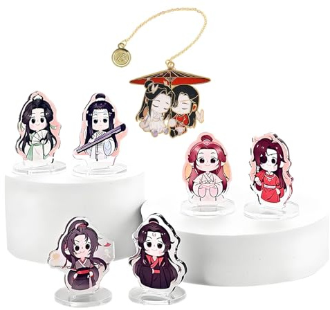 Heaven Blessing Xie Lian Hua Cheng Cultivation Niedliche Acryl Figuren Ständer Dekoration Anime Schlüsselanhänger Tian Guan Ci Fu Lesezeichen für Erwachsene Fans 7 Stück
