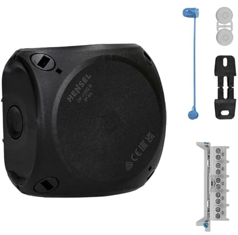 Hensel DK 0202 B Kabelabzweigkasten/Abzweigdose IP66 mit Klemme | 1,5-2,5 qmm, Feuchtraumdose mit 5-poliger Verbindungsstelle, 2 Klemmstellen je Pol, Dichtmembran, IP66 für außen, schwarz