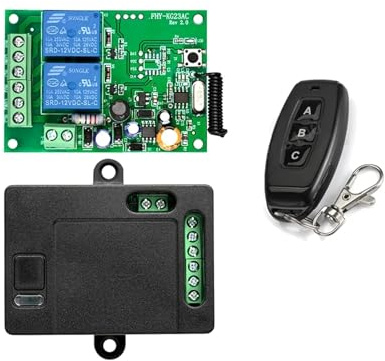EDEDE Motor Puerta Corredera, Mando a Distancia inalámbrico AC220V, 433Mhz, 2 Canales, Receptor y transmisor de relé RF Universal for Puerta de Garaje y Control de Motor de Puerta(1RC 1T)