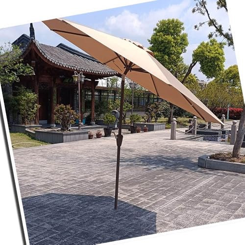 SMELEDFCFK Parasol De Marché Protection UV pour Jardin Terrasse, Parasol De Jardin Grand 270cm avec 8 Baleines, Parasol Droit Inclinable avec Manivelle, Facile À Régler(Khaki)