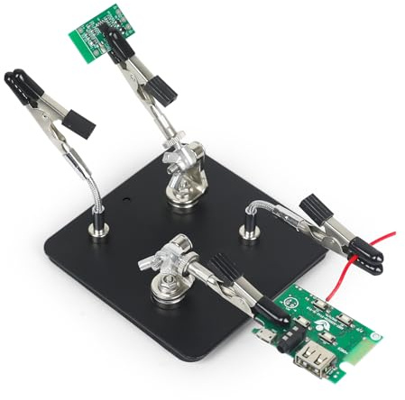 EOOKU Helping Hands Soldering Station–Compact Solder Clamp Tool for Electronics, Jewelry, DIY Repair & Small PCB Holder Projects with 3.9 Base, 4 Flexible Magnetic Arms, Adjustable Versatile Stand
