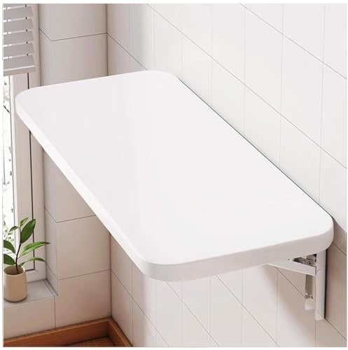 Tavolo da Parete Pieghevole in Legno, Scaffale A Muro Richiudibile Salvaspazio Versatile, Scrivania Porta Pc, Tavolino da Pranzo, Soggiorno, Salotto, Bagno,Bianca,30X60cm