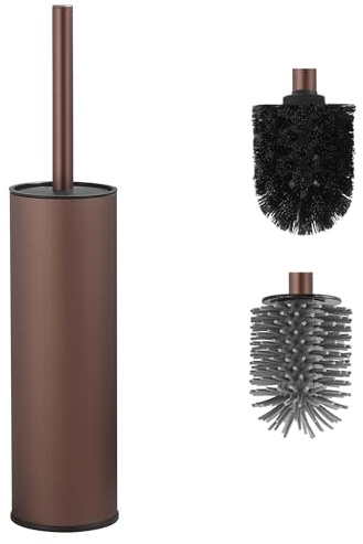 DAZI Brosse Toilettes WC métallique autoportante, Brosse WC Or Rose avec 2 Balai Toilette WC pour Le Nettoyage en Profondeur de Bain, Anti-Goutte et Anti-Obstruction