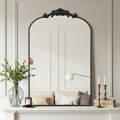 Reflix Vintage Classic Arched Mirror, 55x116 cm, Metal Framed Wall Mirror for Home Decor, Wall Hanging Vintage Accent Mirrors, Living Rooms, Hallways, Fireplaces, Bathrooms, Entryways, Black